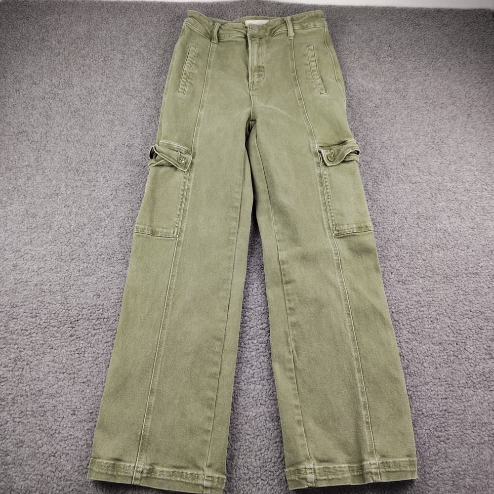 Risen Denim Cargo Pants High Rise Wide Leg Jeans Size 28x39 Women's